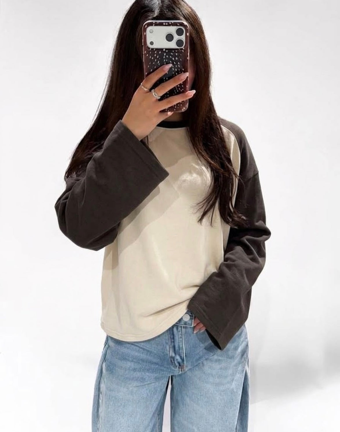 Longsleev bruin crème