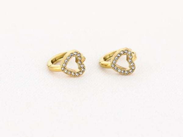 Oorbellen knop hart glitter