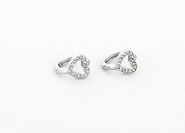 Oorbellen knop hart glitter