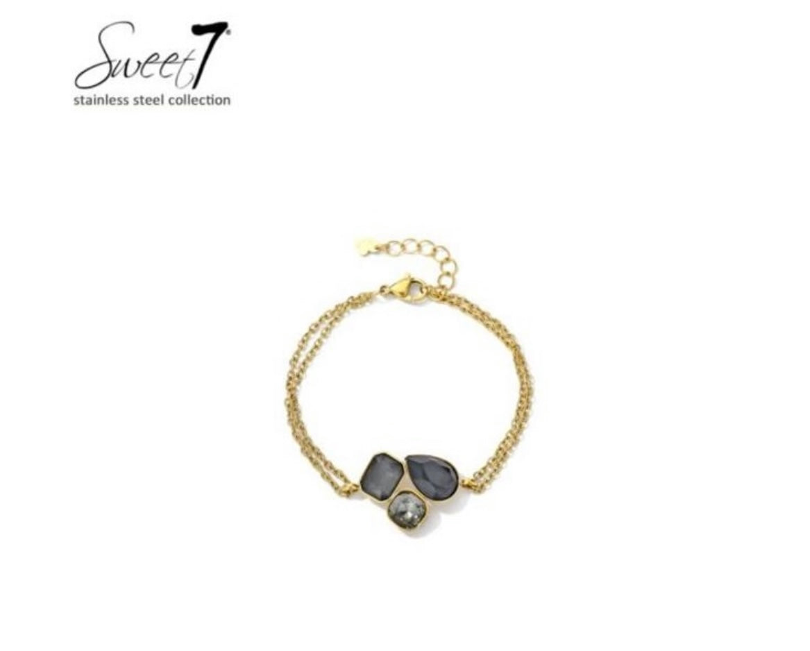 Armband zwart steen