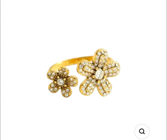 Ring strass bloem
