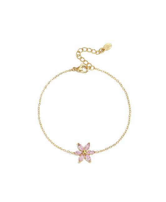 Armband roze bloem