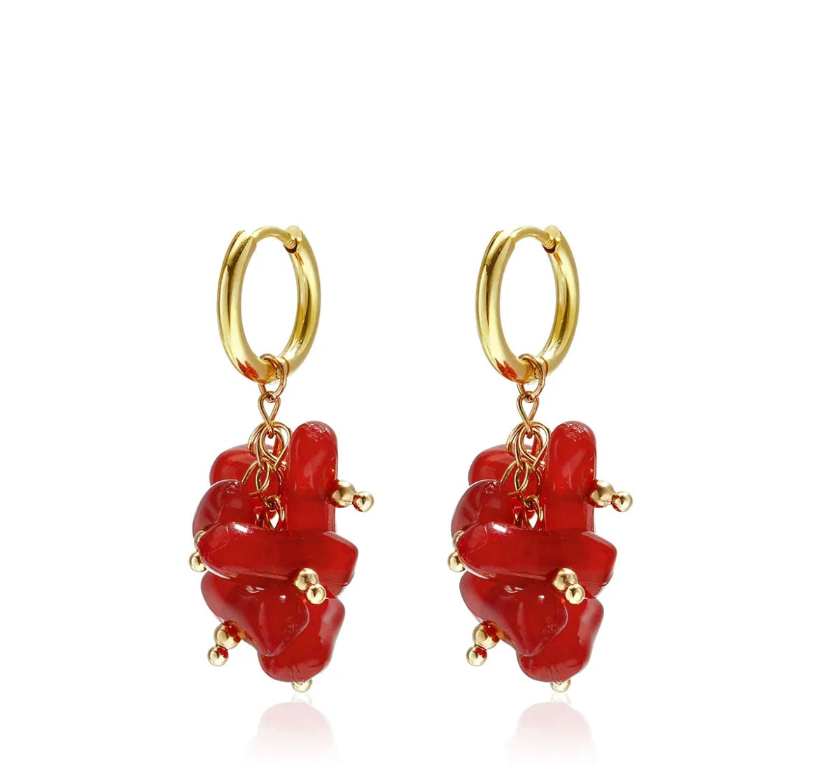 Oorbellen rood kralen