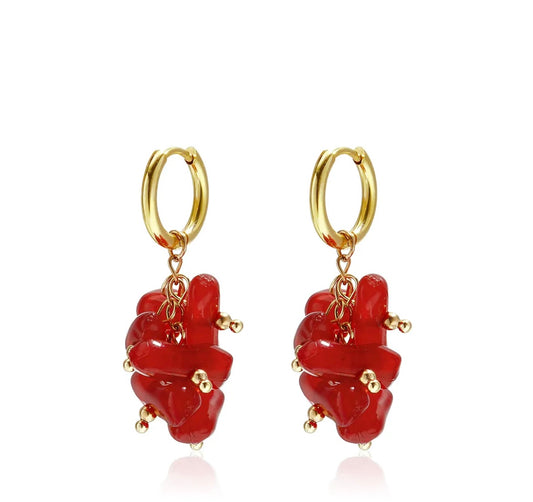 Oorbellen rood kralen