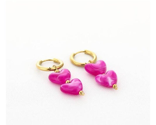 Oorbellen hartjes roze