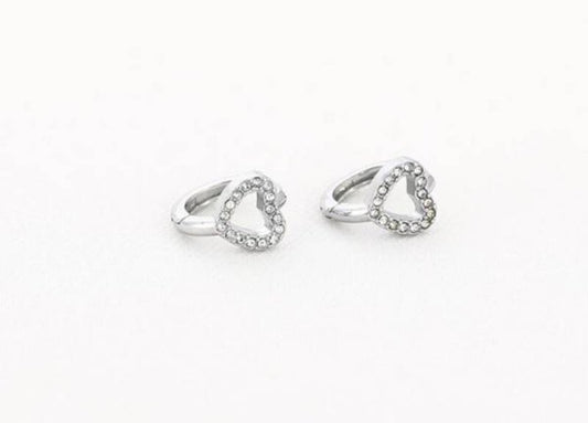 Oorbellen knop hart glitter